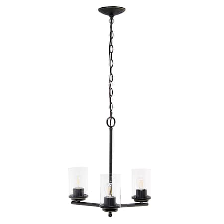 Lalia Home 3-Light 15" Classic Contemporary Clear Glass and Metal Hanging Pendant Chandelier Restoration Bronze LHP-3012-RZ